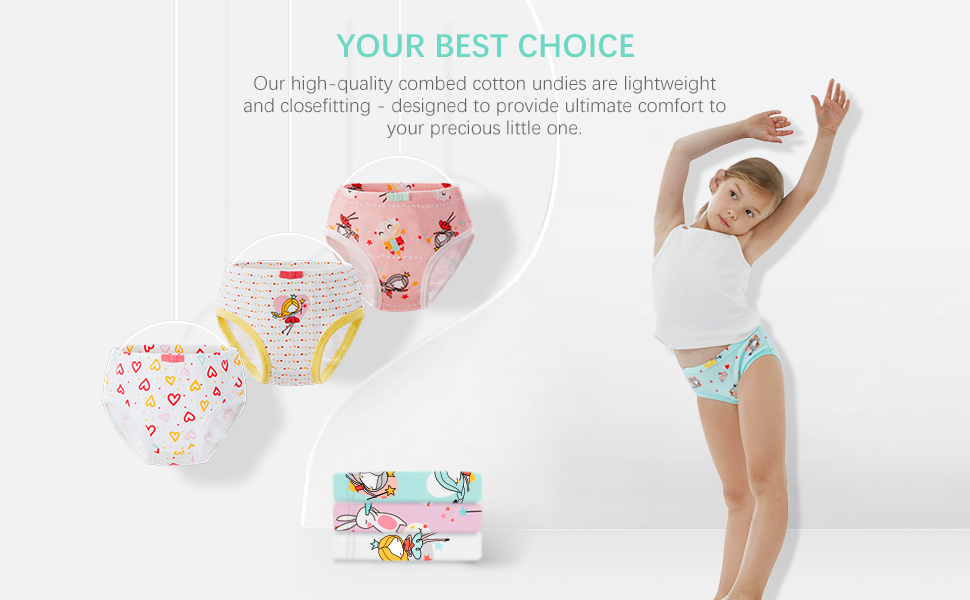 SYNPOS Girls Underwear 100% Cotton Underwear for Girls Breathable