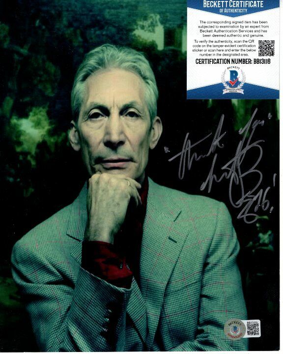 CHARLIE WATTS signed 8x10 Photo Poster painting Beckett BAS THE ROLLING STONES