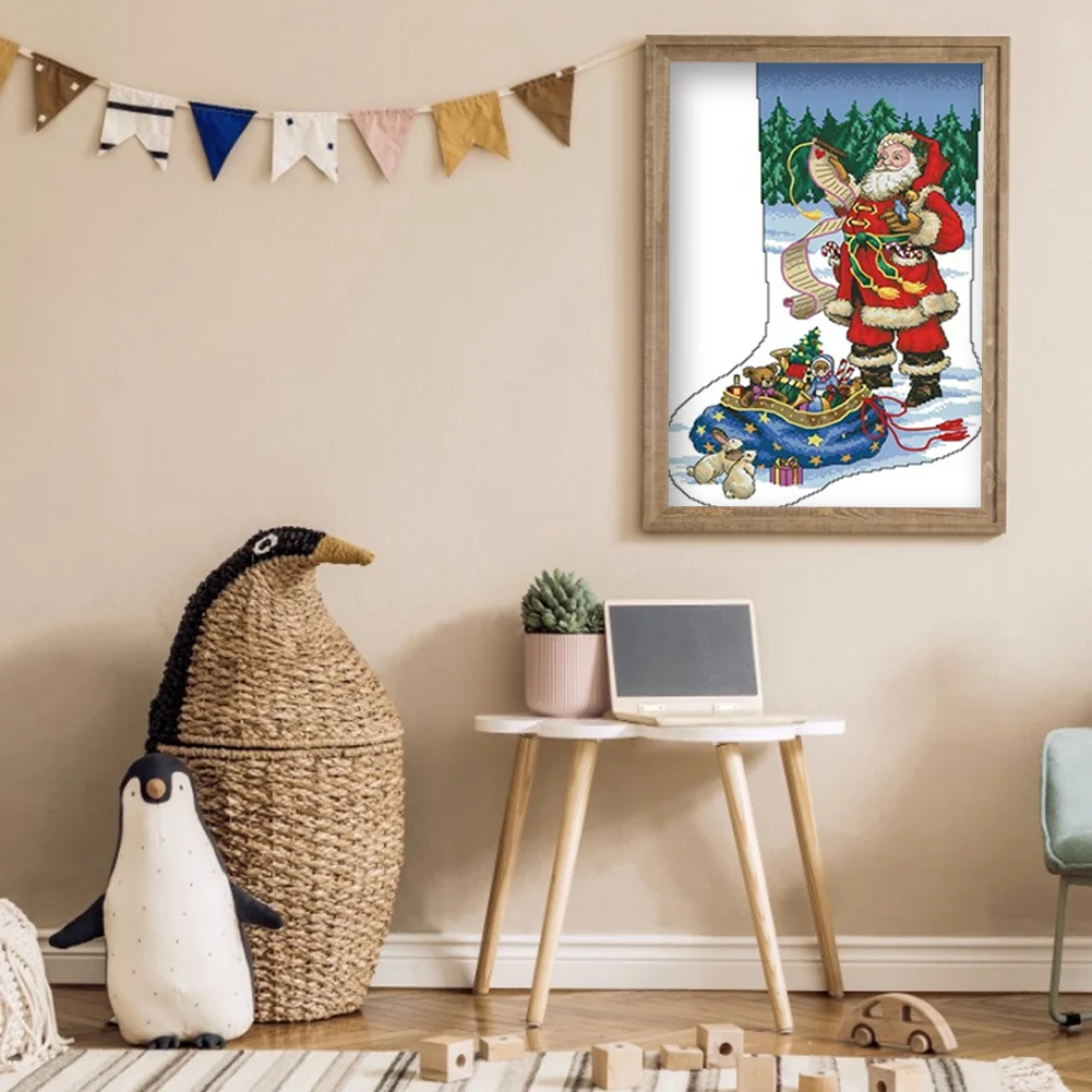 11CT Partial Stamped Cross Stitch - Stocking(Canvas|40*50CM)