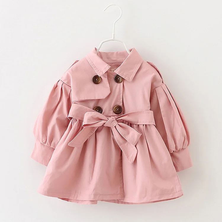 Baby Girl Ruffle Solid Color Coat