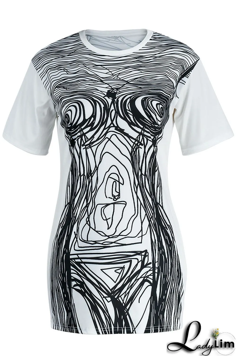 Black Sexy Print Patchwork O Neck One Step Skirt Dresses