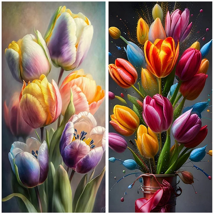 5D Diamond Painting by Number Kits for Adults, Round Full Drill Tulips Diamond  Art Kits for Beginners, Art and Craft Gifts for Adults, Flowers Picture Art  Gem Painting for Home Wall Decor