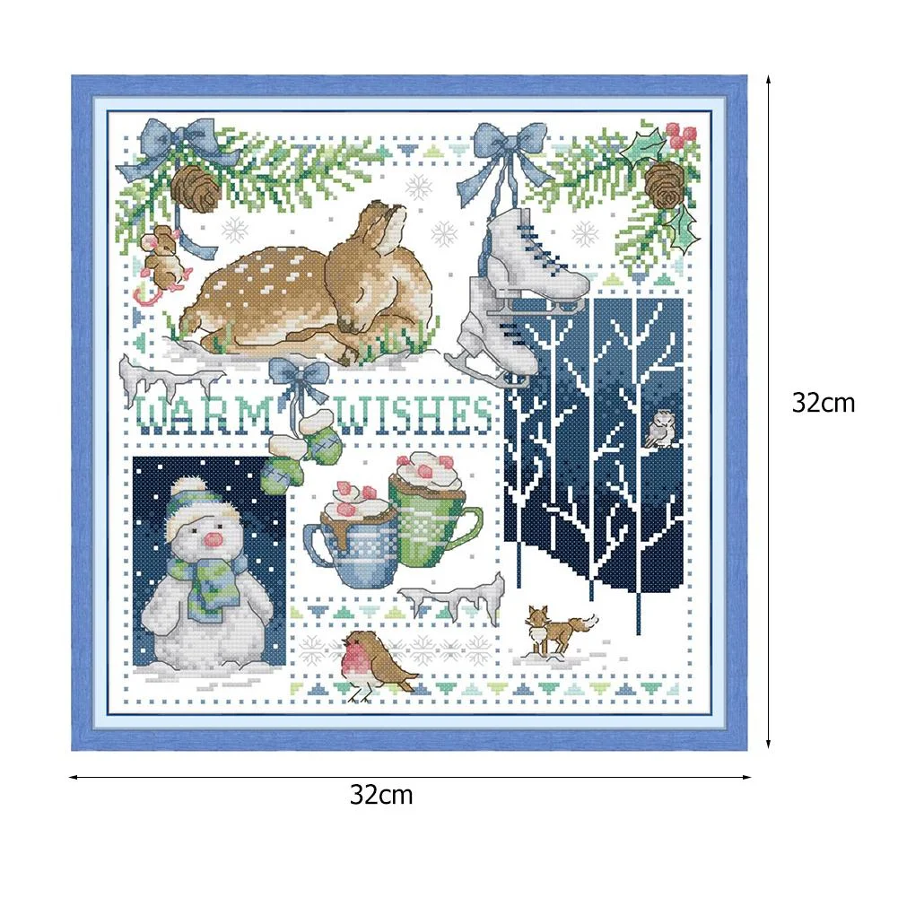 14ct Stamped Cross Stitch - Xmas Fawn(32*32cm)