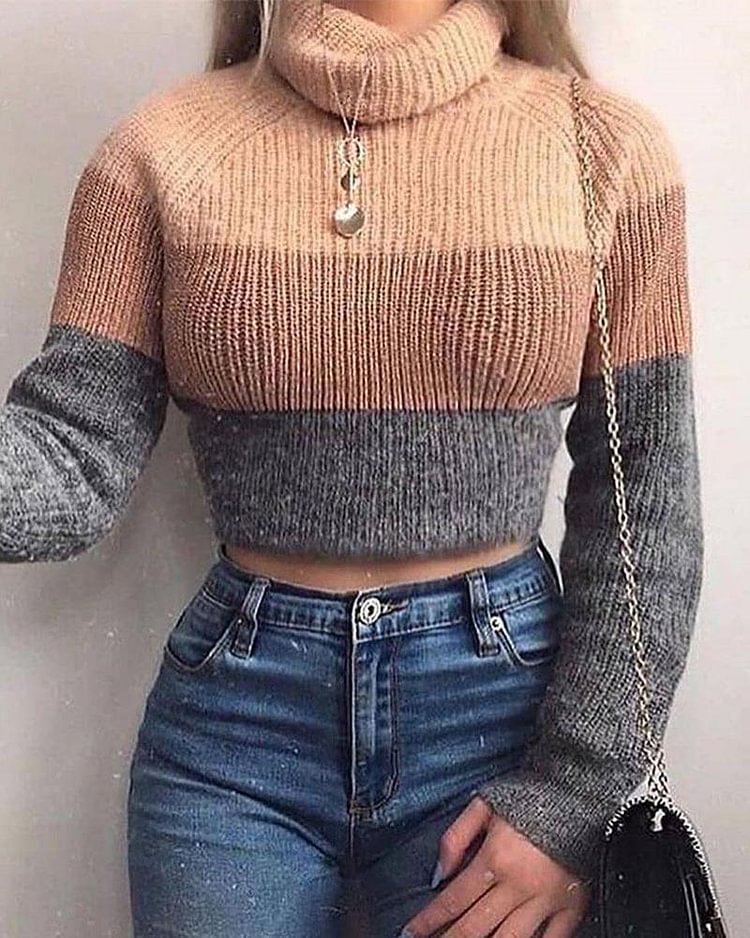 High Neck Long Sleeve Sweater