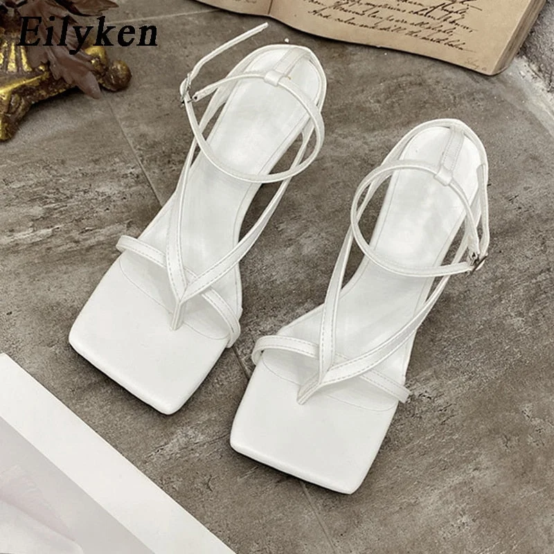 Eilyken 2022 Ankle Strap Women Sandals Fashion Brand Thin High Heel Gladiator Sandal Shoes Narrow Band Party Dress Pump Shoes