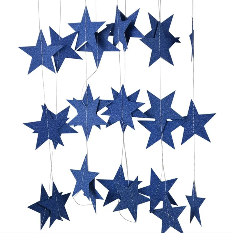 4M 7cm Paper Garland Star Shape String Banners Baby Shower Bunting Hanging Paper Happy Birthday Wedding Party Home Decoration