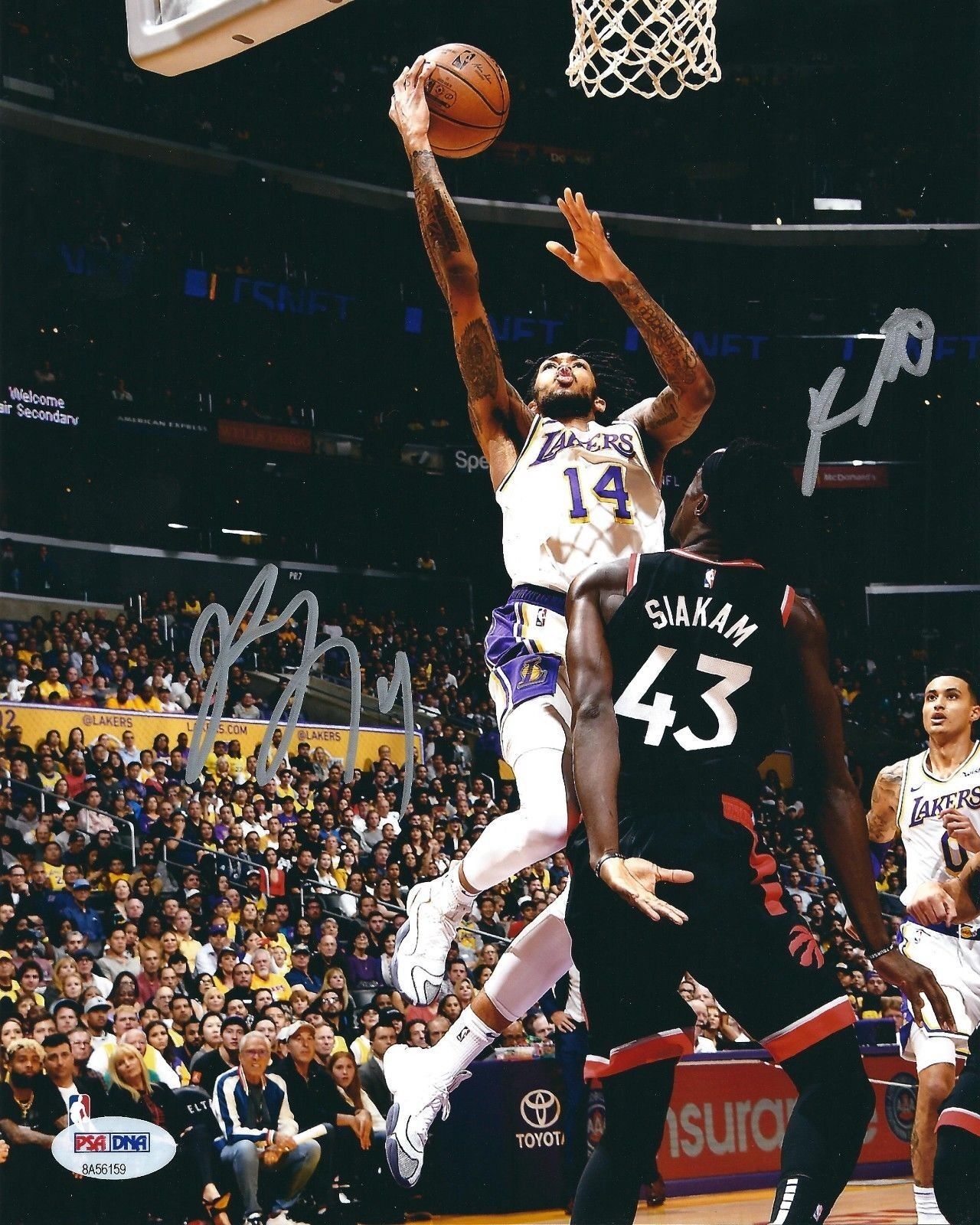 Kyle Kuzma & Brandon Ingram Signed Lakers Basketball 8x10 Photo Poster painting PSA 8A56159