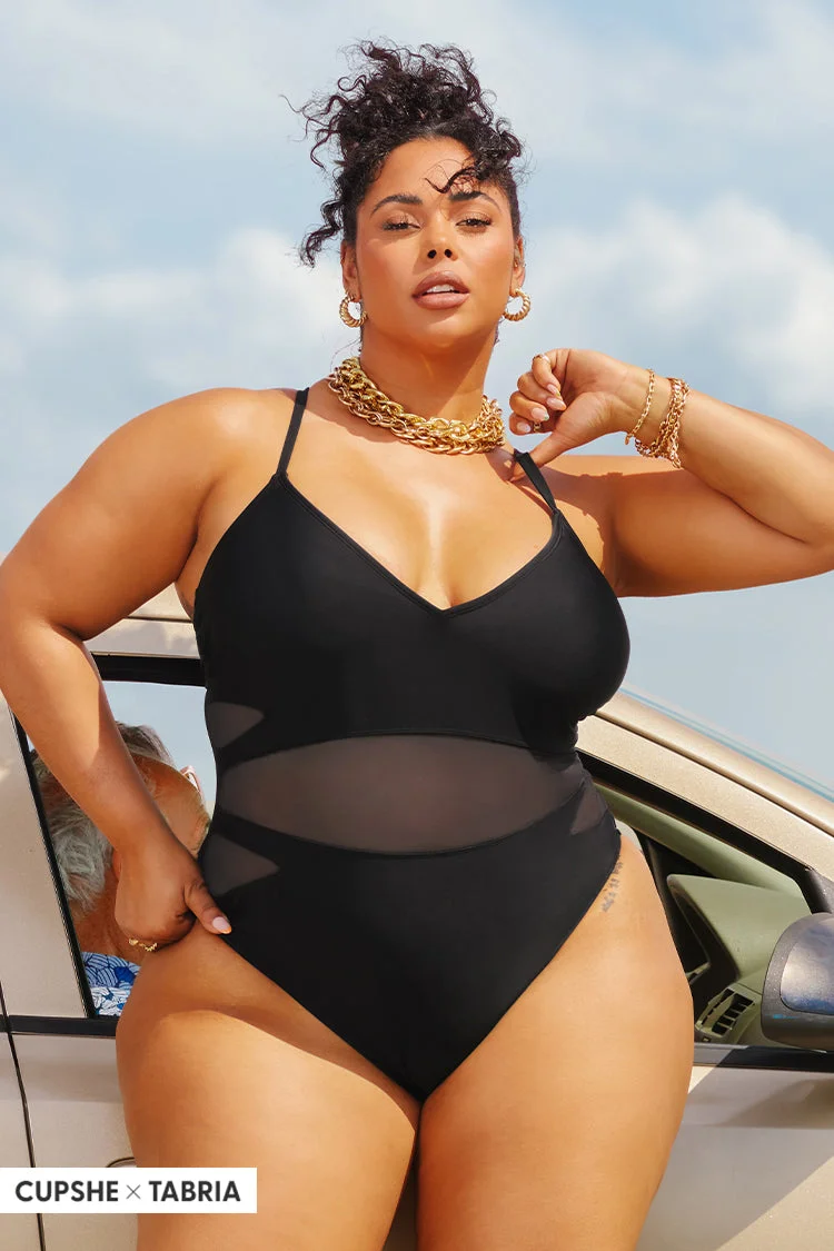 Love Los Angeles Mesh Tie-Back Plus Size One Piece Swimsuit