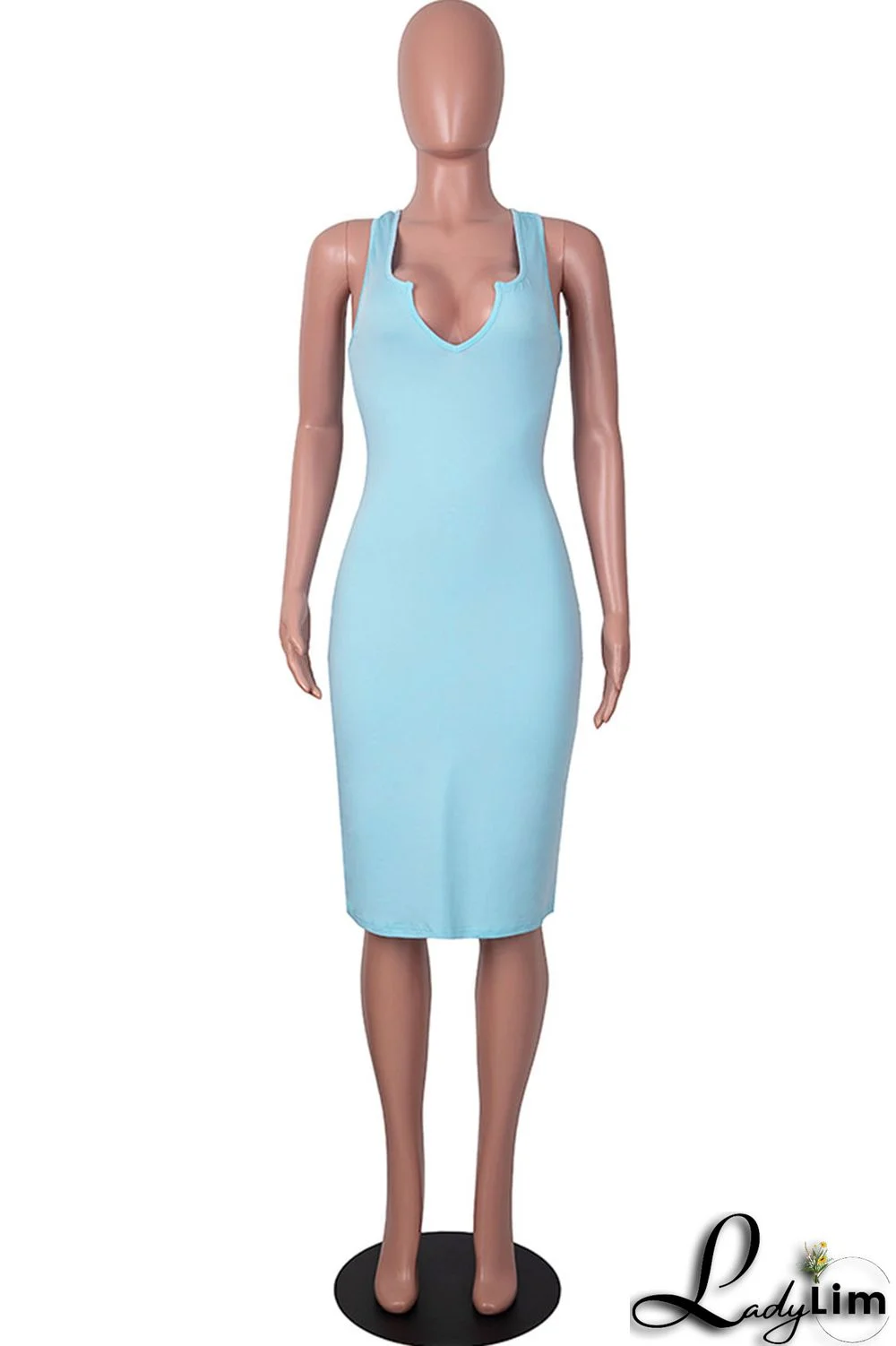 Blue Sexy Solid Patchwork Spaghetti Strap One Step Skirt Dresses