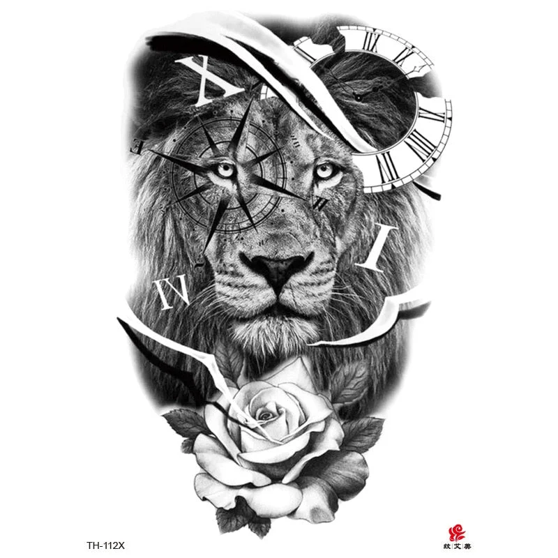 Lion Tiger Cool Temporary Tattoo Sticker Fashion Wolf Waterproof Animal Body Art Arm Tatto Fake Removable Tatoo for Men Women