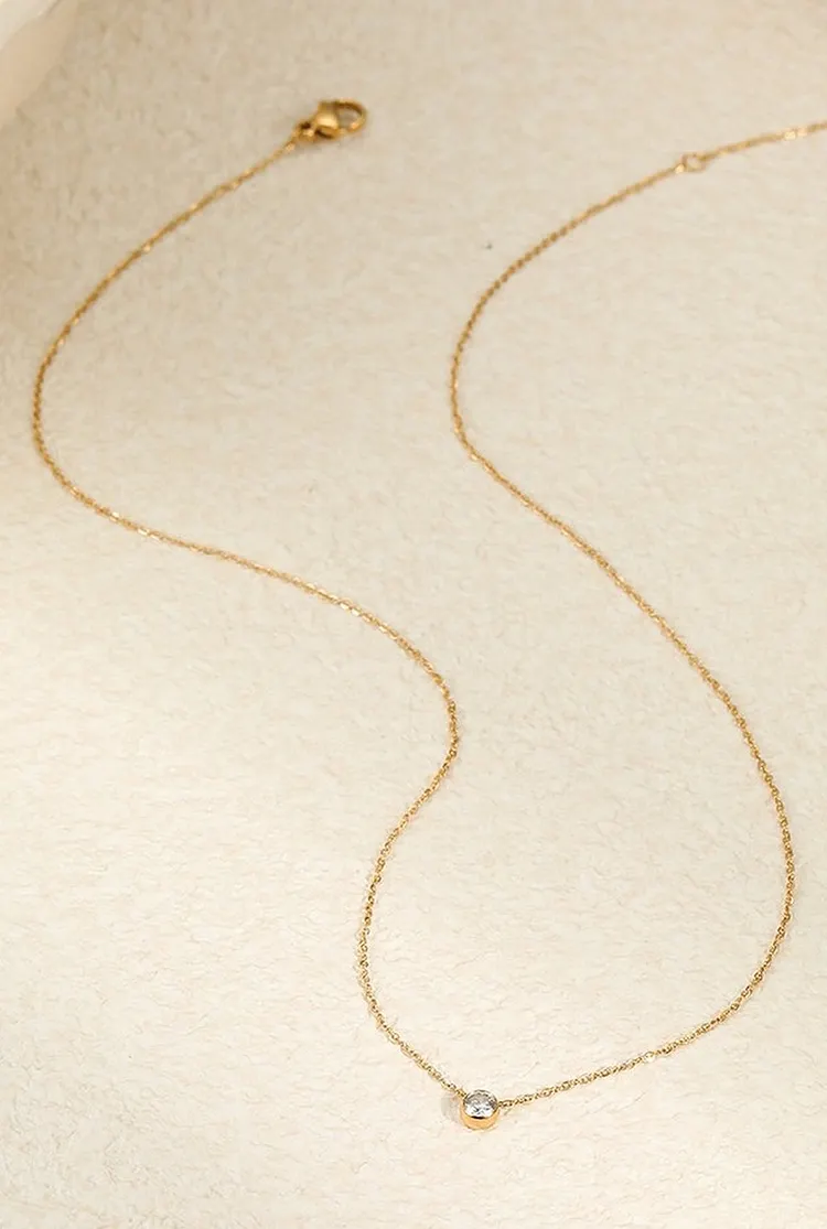 Thin Delicate Stainless Steel Pendant Necklace for Women
