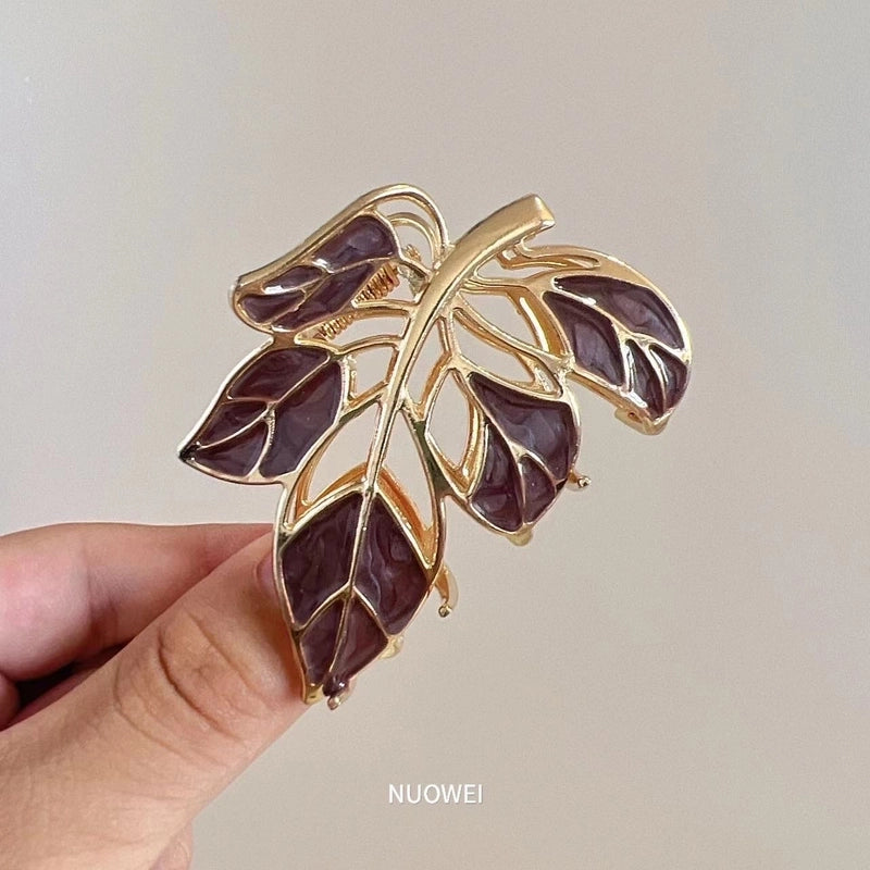 Women’s Minimalist Color Block Alloy Printing Hair Claws