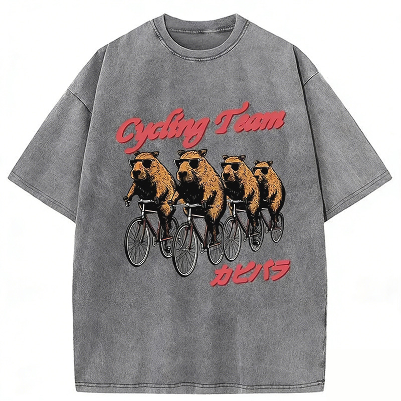 Capybara Cycling Team Washed T-shirt artswardrobe