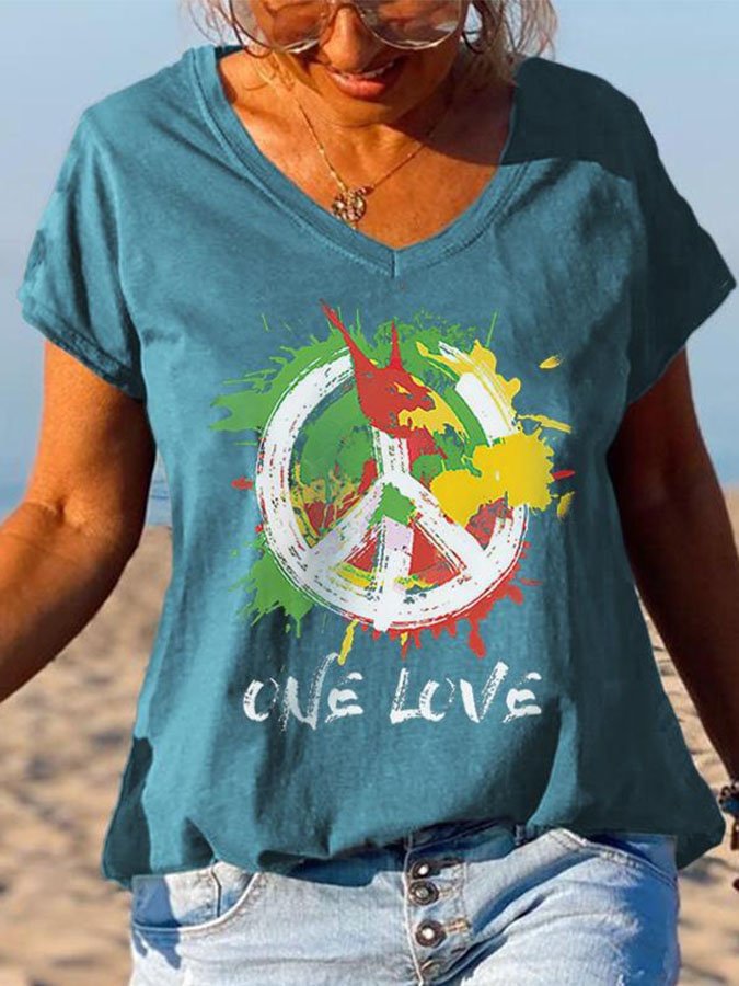 Casual Graphic V-Neck T-Shirt