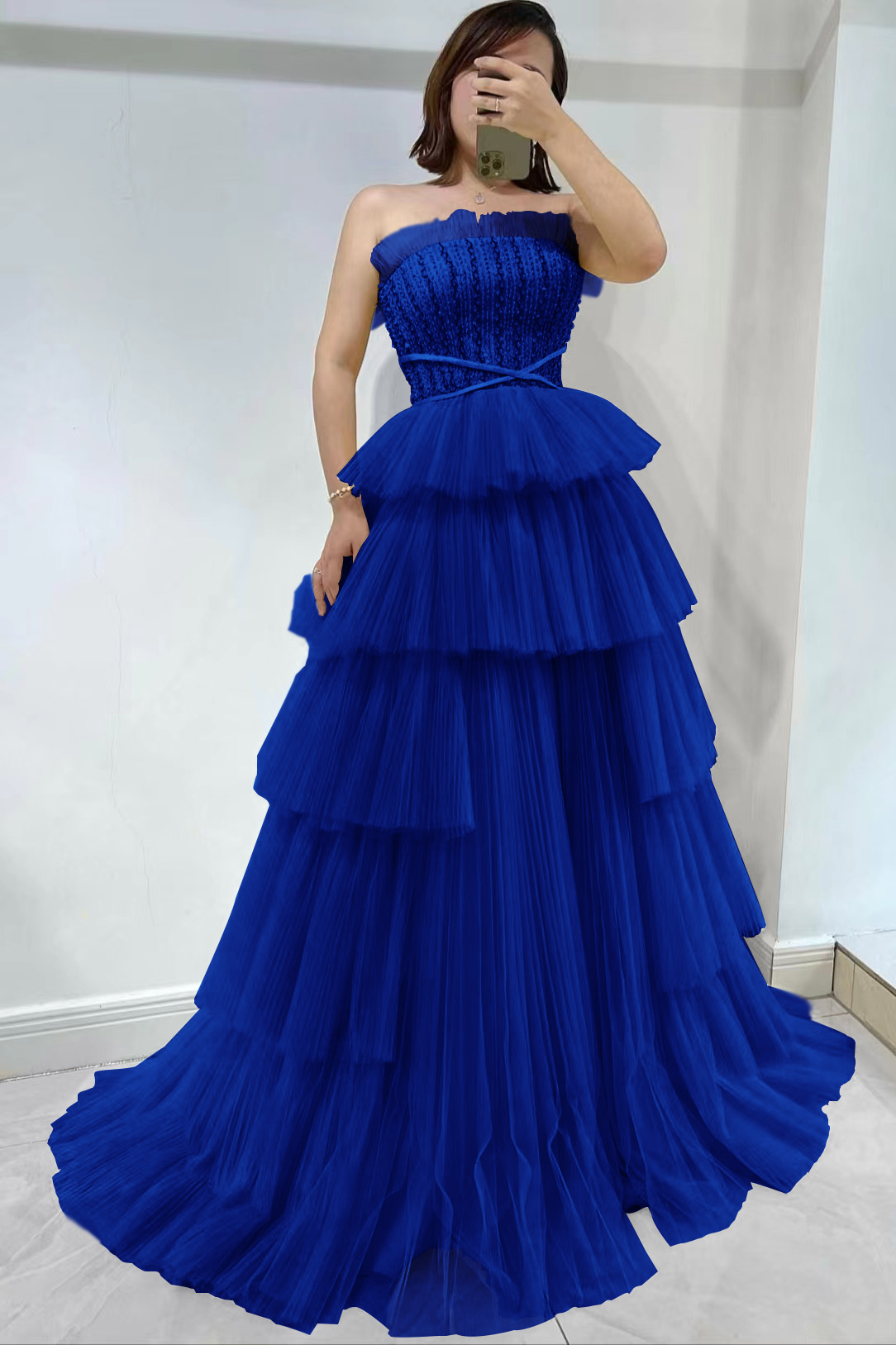 Sleeveless Maxi Tulle Column Regular Prom Dress mtc1155