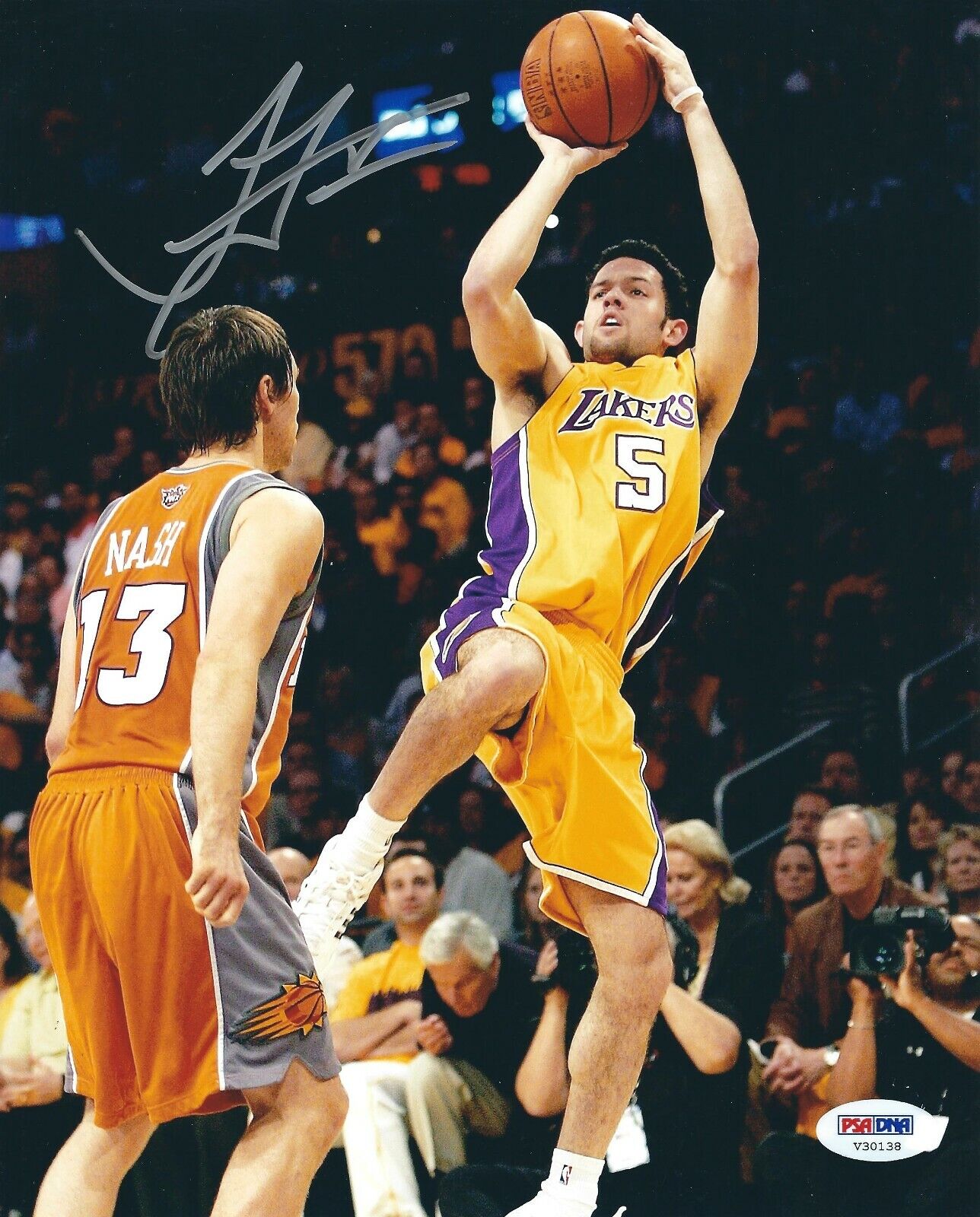 Jordan Farmar Signed Los Angeles Lakers Basketball 8x10 Photo Poster painting PSA V30138