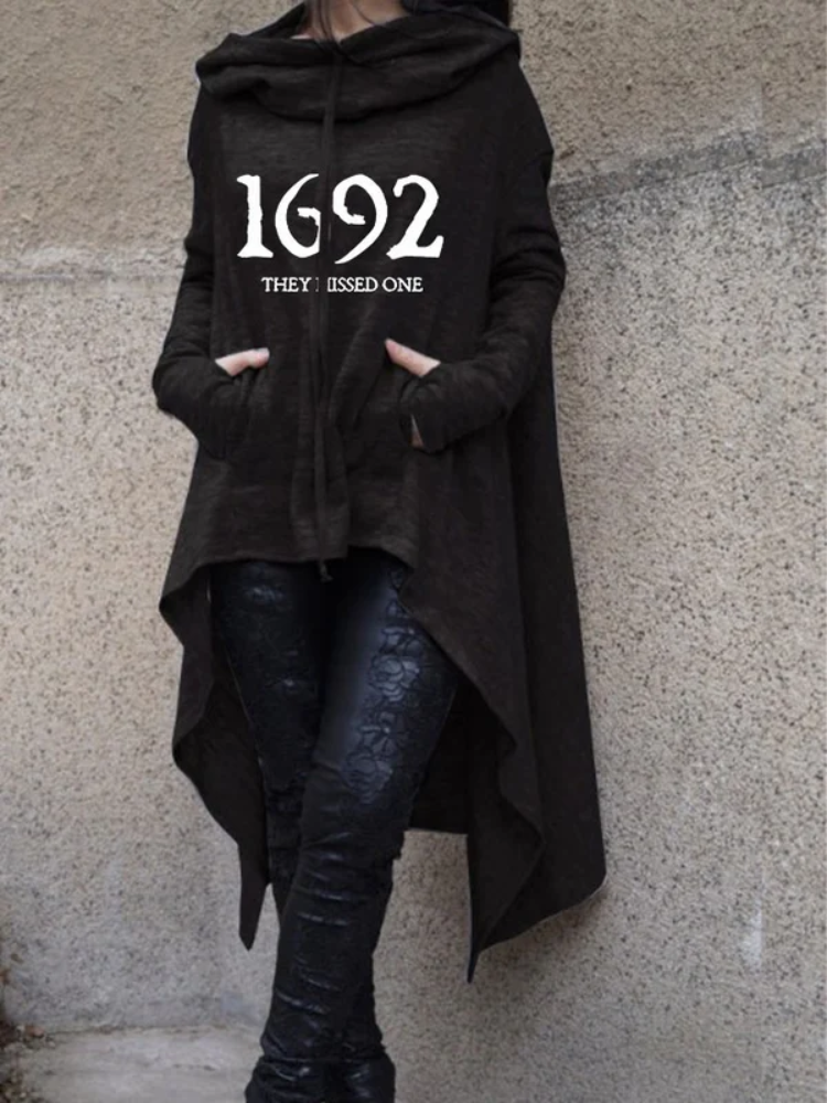 Women's 1692 They Missed One Salem Witch Print Cape Hoodie wearshes