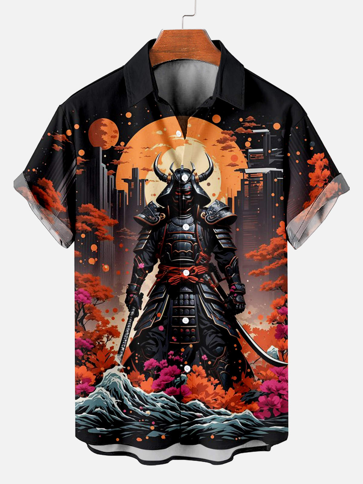 Masked Samurai Short Sleeve Shirt PLUSCLOTHESMAN