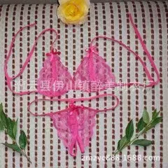 Churchf Women's Brocing Breast Transparent Lace Extremely Sexy Three-Point Real Adult Lingerie Suit Seduction Clothing