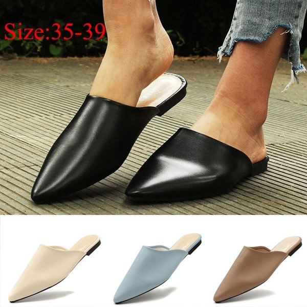 Woman Summer Slippers Sandals Pu Solid Color Flat - Shop Trendy Women's Fashion | TeeYours