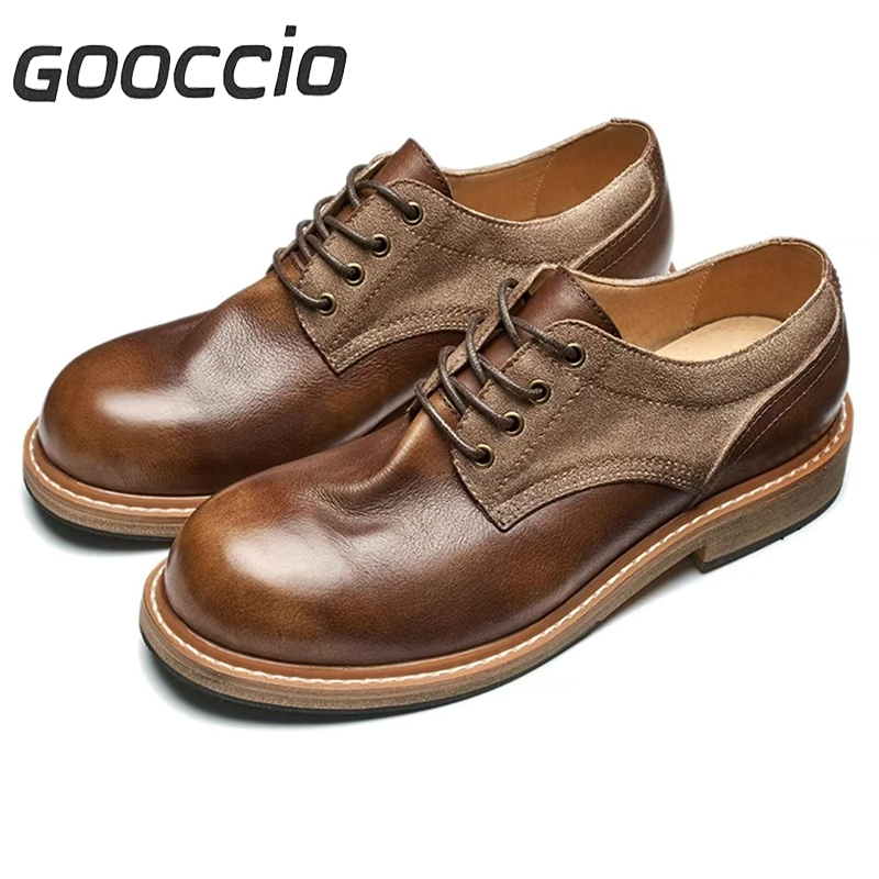 DT180 Retro-Style  Cowhide Derby Shoes For Men GOOCCIO   