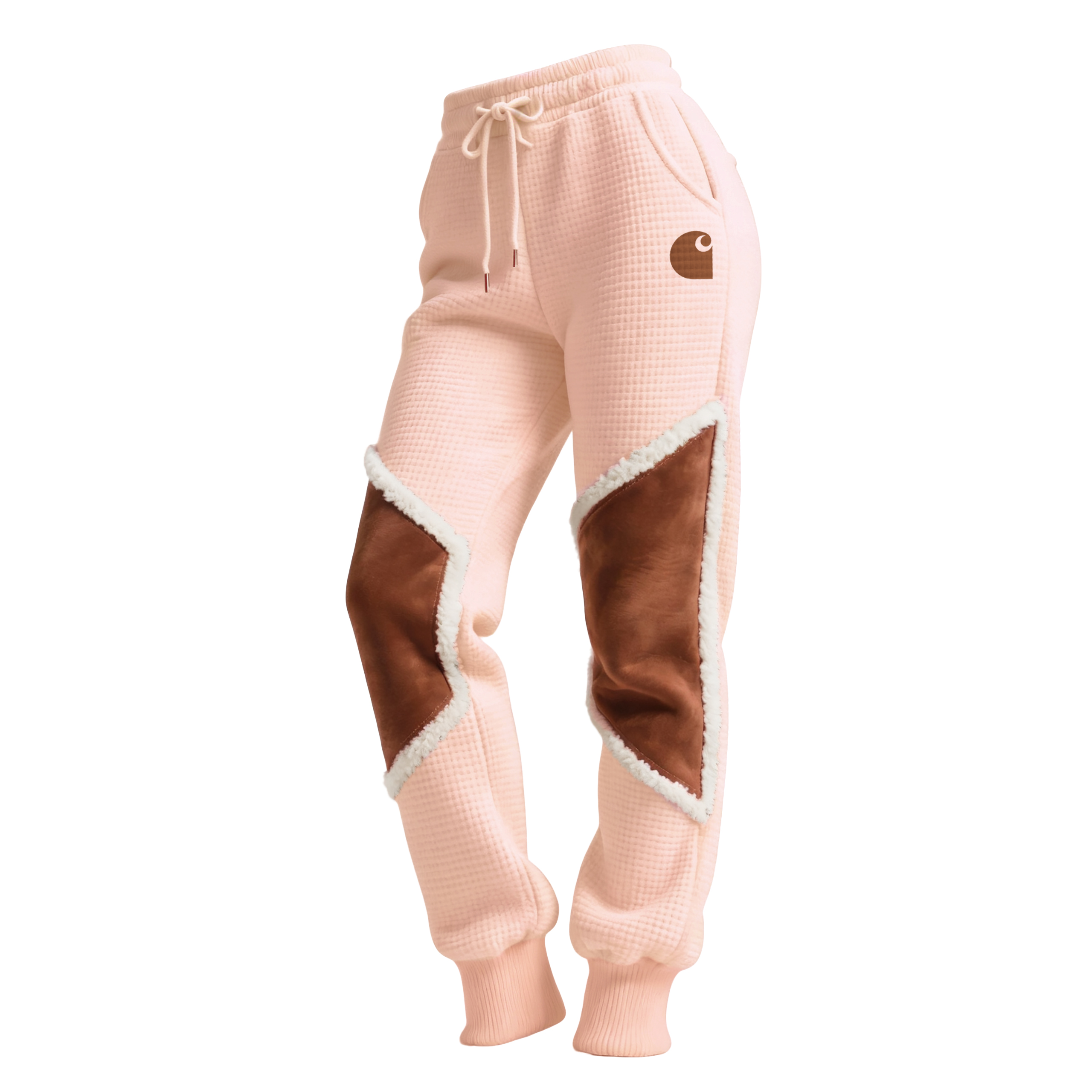 Women's Retro Western Waffle Contrast Suede Track Pants