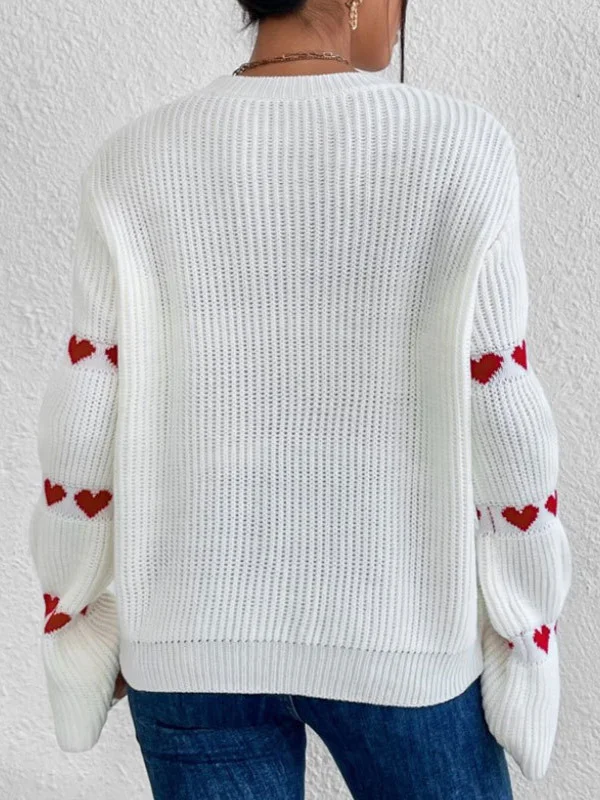 Athvotar Athvotar And Winter Sweater Women's Loose Long-Sleeved Striped Elbow Love Collar Knitted Shirt