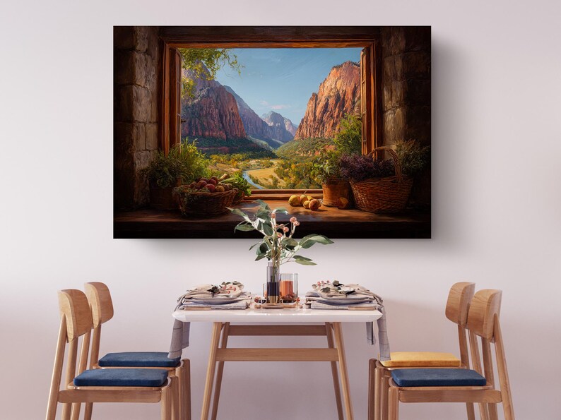 Zion Canyon Window View Canvas Wall Art