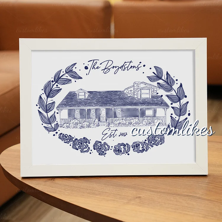 Custom House Illustration Art Frame