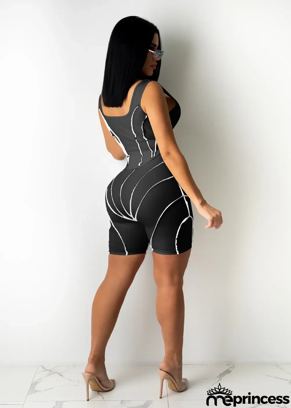 Fashion Splicing Sling Sports And Leisure Two-Piece Suit