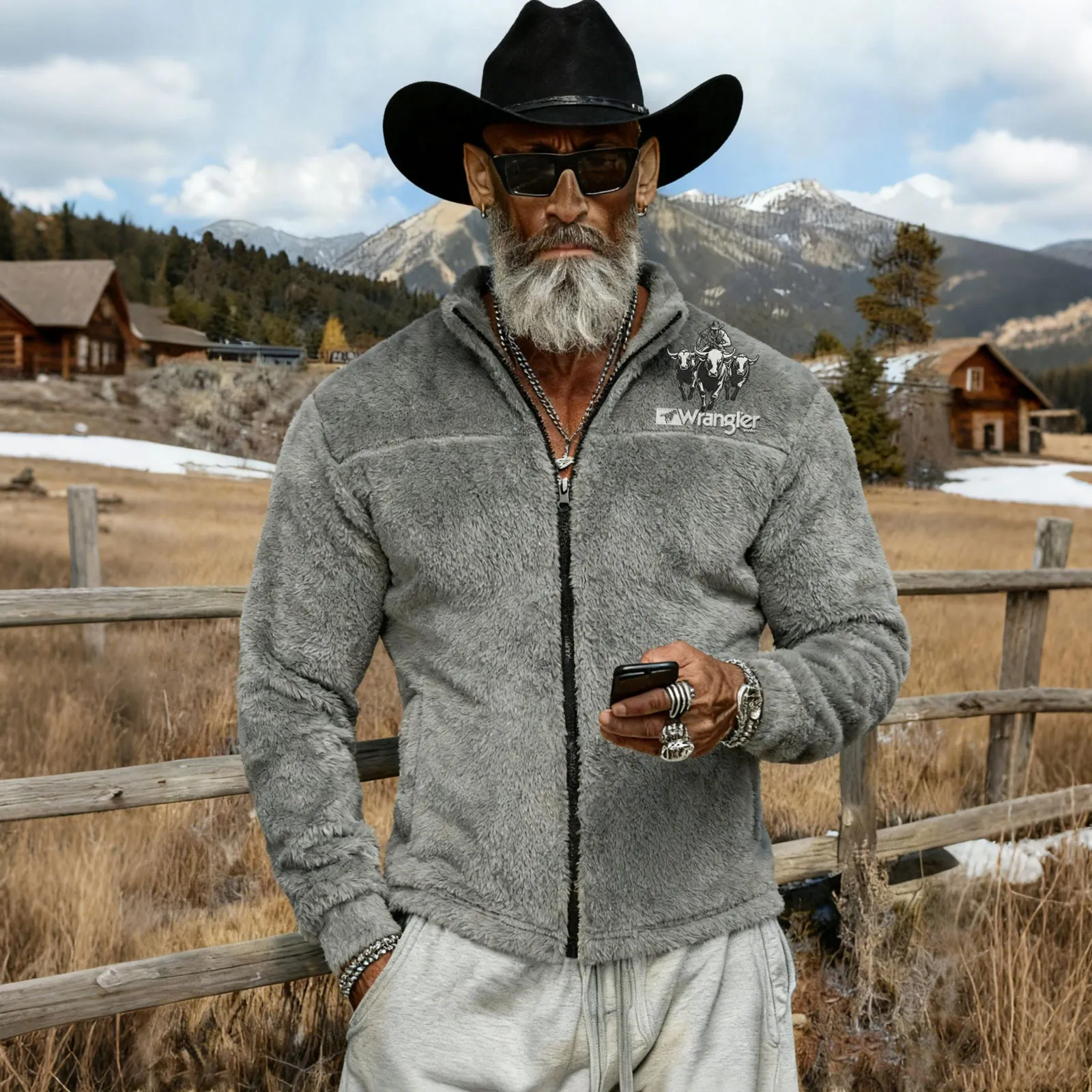 Men's Comfortable Western-style Fleece Jacket, An Essential For Outdoor Adventures