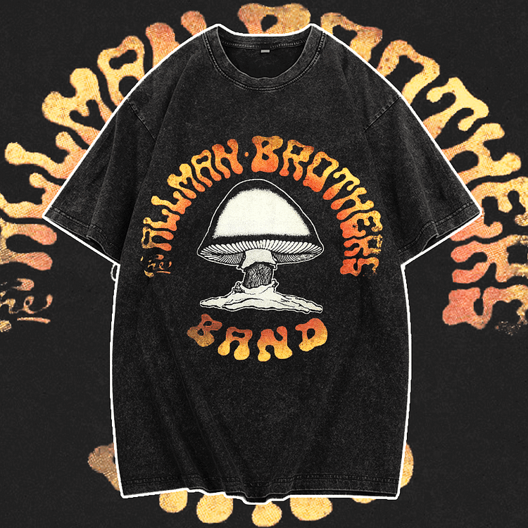 Davidhawaii100% Cotton Casual Soft and comfortable Rock Mushroom Street T-shirt - 100% Cotton