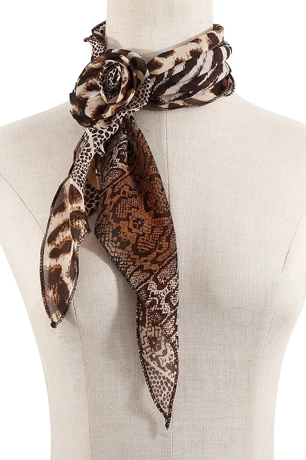 Fashionable and Versatile Leopard Print Polka Dot Rose Scarf