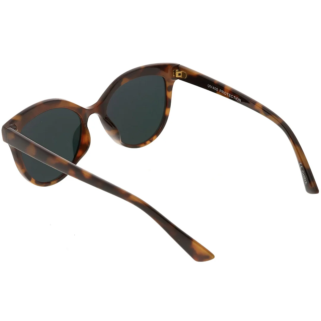 Modern Cat Eye glasses Metal Brow Detail Round Colored Mirror Flat Lens 53mm