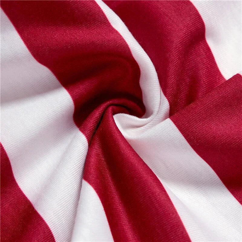 Family Matching Merry Christmas Print Striped Pajamas Sets