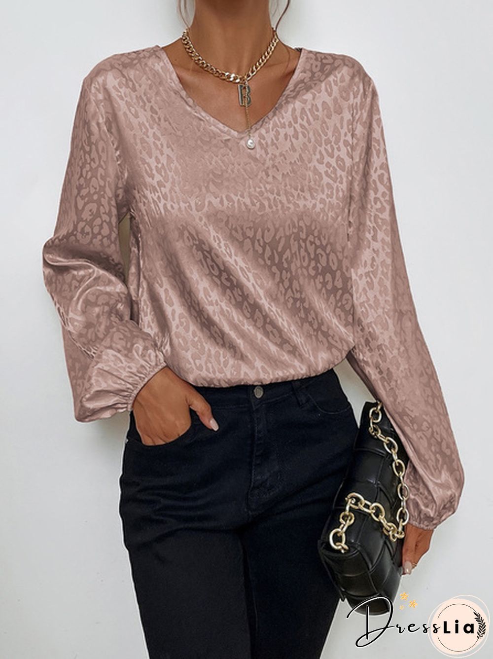 XS-8XL Spring Summer Tops Plus Size Fashion Clothes Women's Casual Long Sleeve Shirts Leopard Printed Chiffon Blouses Ladies Deep V-neck Loose T-shirts