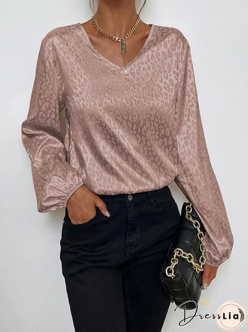 XS-8XL Spring Summer Tops Plus Size Fashion Clothes Women's Casual Long Sleeve Shirts Leopard Printed Chiffon Blouses Ladies Deep V-neck Loose T-shirts