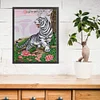 >SALE<Full Embroidery Eco-cotton Thread 14CT Printed White Tiger Cross Stitch 41x51cm