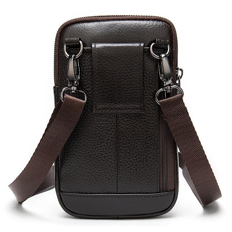 Men's Soft Leather Crossbody Bag Mini Shoulder Bag Waist Bag
