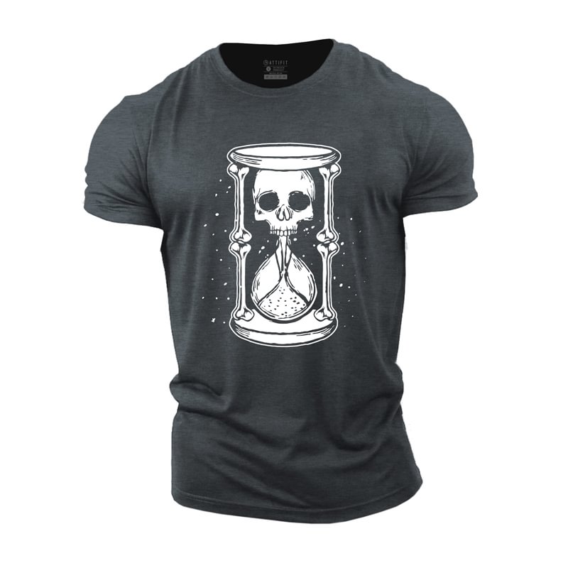 Cotton Skull Hourglass Graphic Men's Fitness T-shirts tacday
