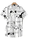 Black and White Puppies Printing Men's Short Sleeve Shirt
