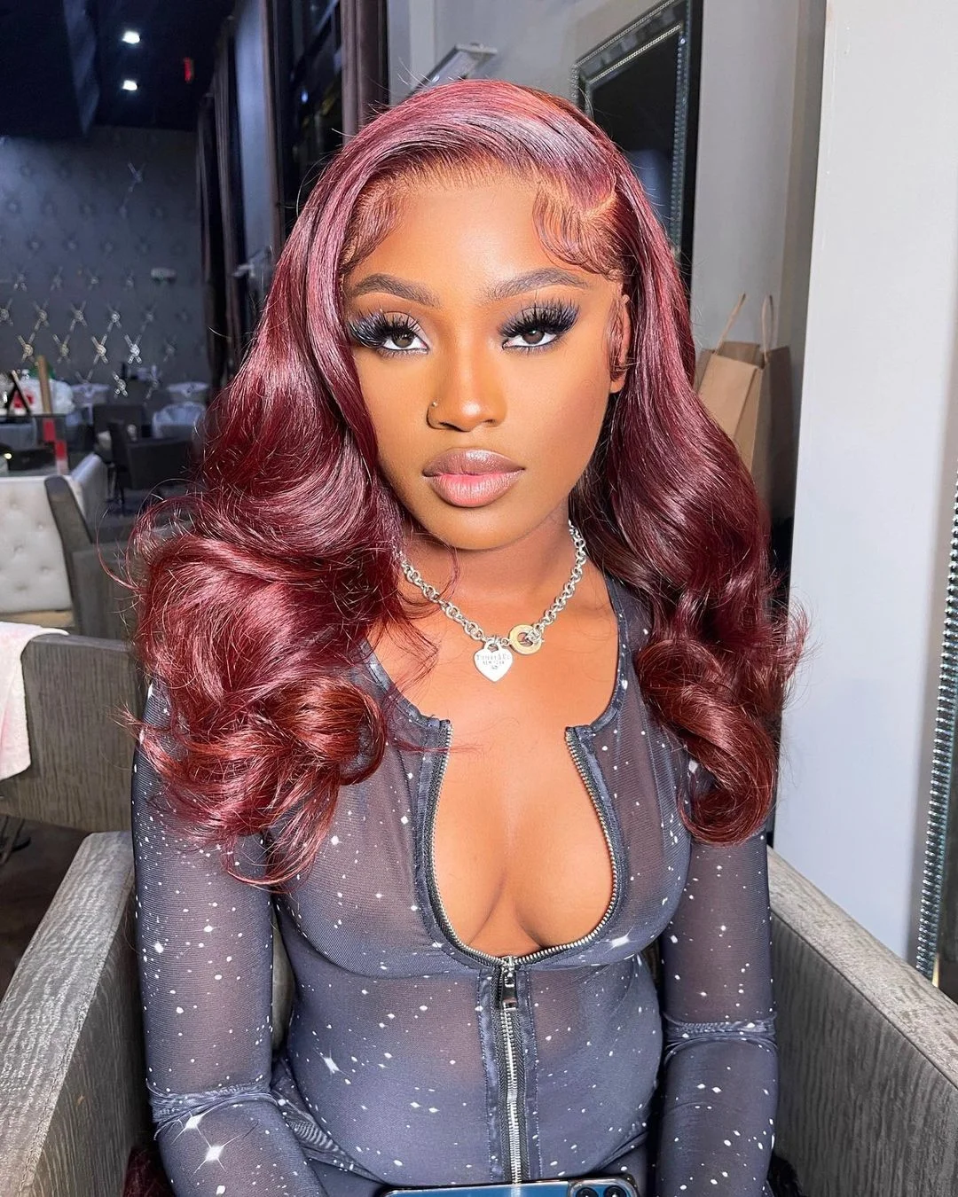 Jewtribute Hair®|Lace Front Wig Wavy Burgundy  Wig