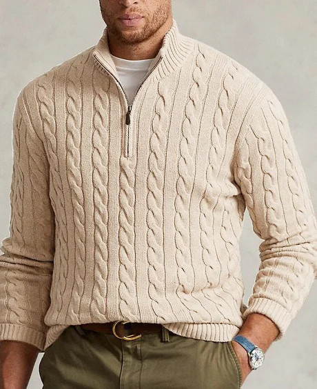 Daily Stand Collar Half Zip Solid Knitted Sweater 