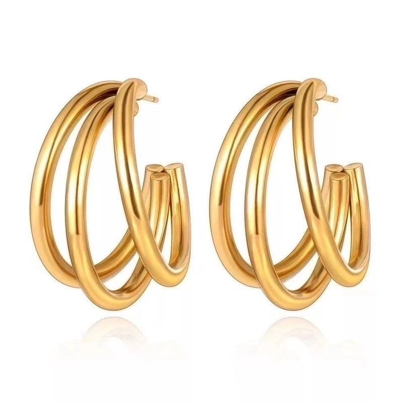 1 Pair Classic Style Geometric Plating 304 Stainless Steel 18K Gold Plated Earrings