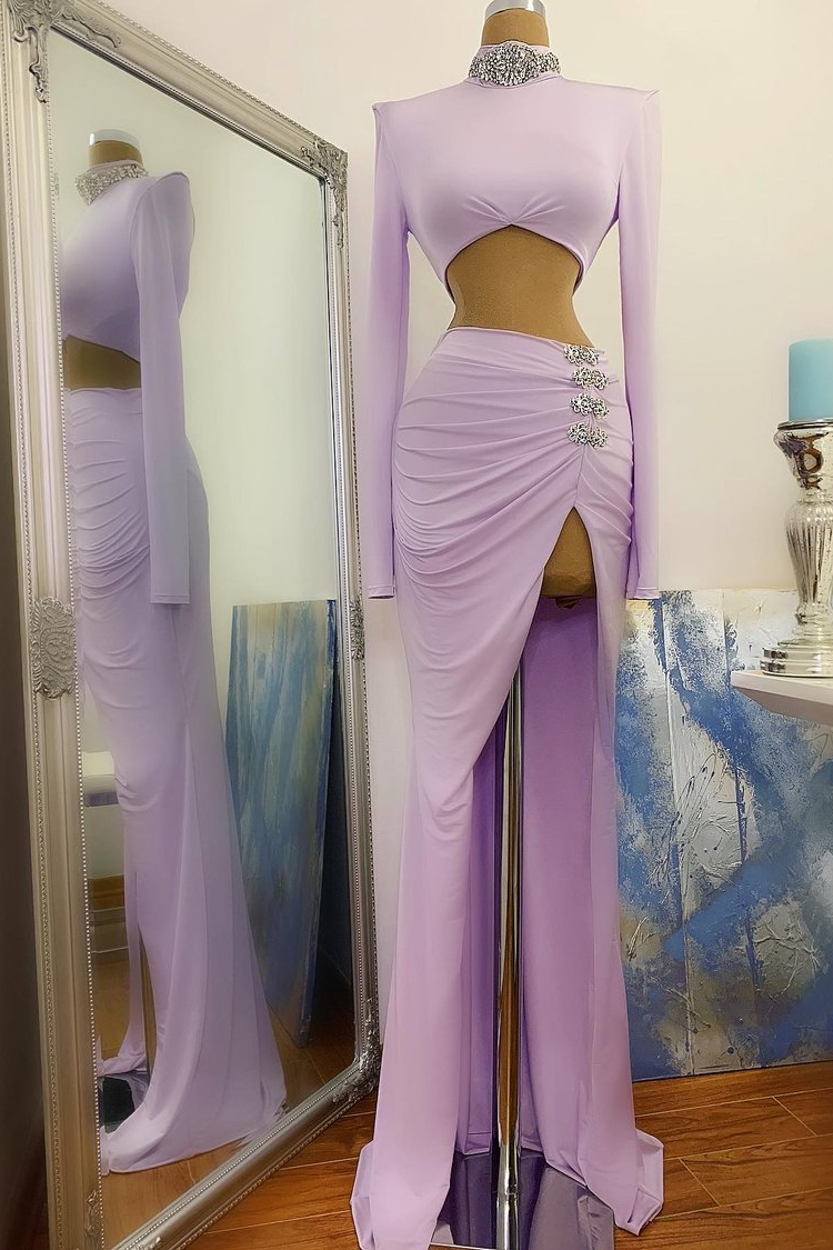 Bellasprom HIgh Neck Prom Dress Mermaid With Beads Long Sleeves Bellasprom