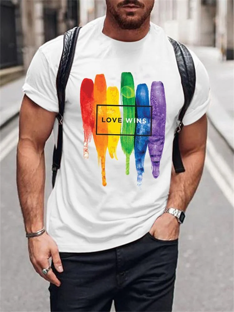 Rainbow Love Wins Crew Neck T Shirt