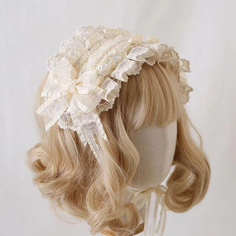 Multicolor Bow Lace Cap Hairband Lolita Accessories