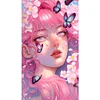 Diamond Painting -DIY Round Partial AB Drill Pink Butterfly Girl(45x75cm)