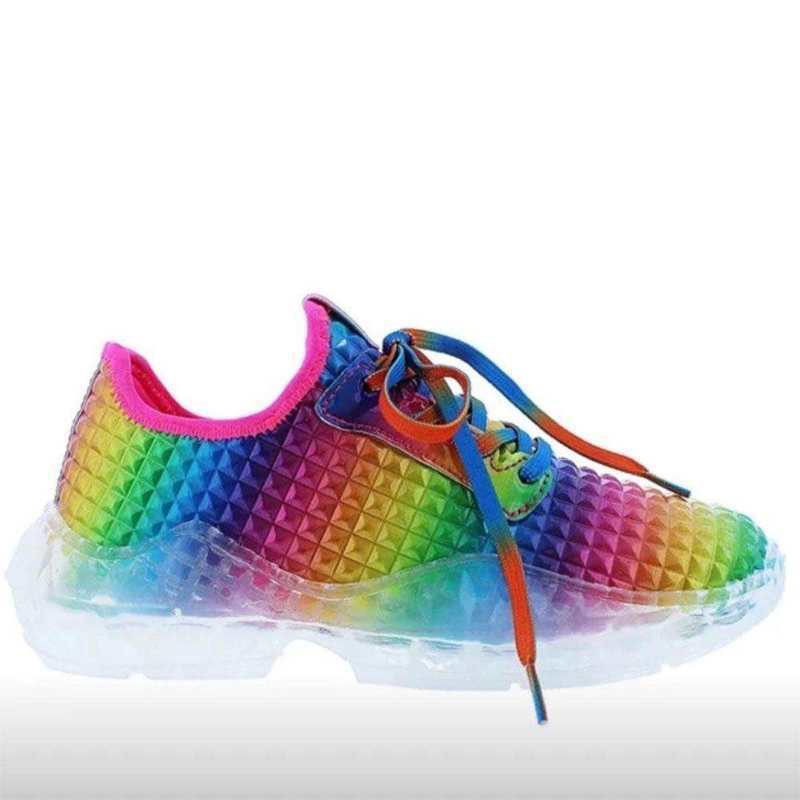 Women's Rainbow Colors Vulcanize Breathable Sneakers 