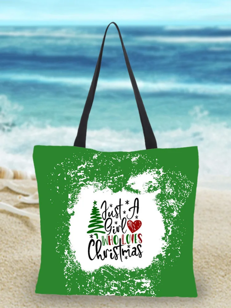 Christmas Tree Tie Dye Print Canvas Bag